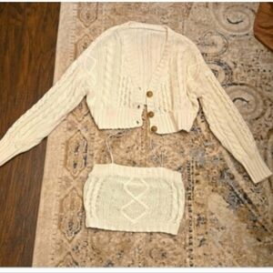 Cream Knit Top Set